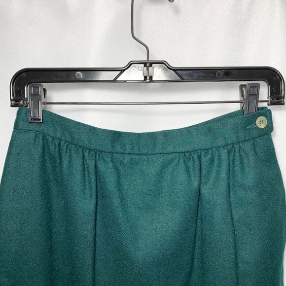 VINTAGE Pendleton Forest Green Wool Lined Pencil Skirt - Picture 3 of 5